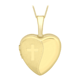 375 Gold Halskette mit Herzmedaillon mit Kreuz