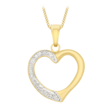 9 karaat bicolor ketting met hanger open hart voor dames