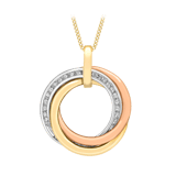 375 Gold dreifarbige Halskette mit Ringanhänger
