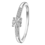 14 karaat witgouden ring entourage 15 diamanten 0,09ct