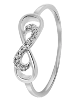 585 Weißgold-Ring, Unendlichkeitssymbol mit Diamanten