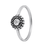 Silberring rund Bali mit Kristall