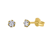 Runde 585 Gelbgold-Ohrringe mit Zirkonia, 3 mm