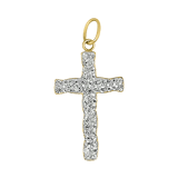 14 Karaat geelgouden hanger kruis met kristal