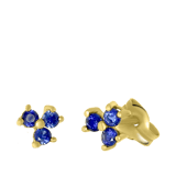 14 Karaat geelgouden oorbellen 3 blauwe zirkonia 