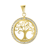 Anhänger, 585 Gelbgold, Family Tree, Zirkonia