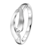 Zilveren ring mat/glans met zirkonia