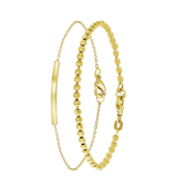 Zilveren goldplated sieradenset voor dames met goldplated bolletjes & bar