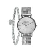 Gerecycled stainless steel set hart met horloge