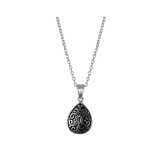 Zilveren ketting&hanger druppel Bali