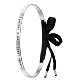 Silbernes Armband mit Aufschrift und schwarzer Kordel Bali