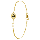 Zilveren goldplated fantasiearmband met letterhanger voor dames
