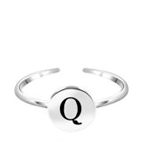 Zilveren ring alfabet verstelbaar rhodiumplated