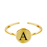 Silberring Alphabet, verstellbar und vergoldet