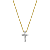 14K geelgouden ketting kruis met diamant 0,06ct