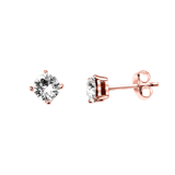 Zilveren oorknoppen rose kristal white voor dames
