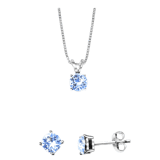 Schmuckset, 925 Silber, Kristall, helles Saphirblau