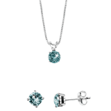 Zilveren set kristal indicolite