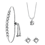 Zilveren set kristal white