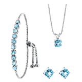 Zilveren set kristal aqua