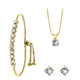 Zilveren goldplated sieradenset met Swarovski kristal voor dames