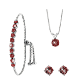 Zilveren set kristal ruby