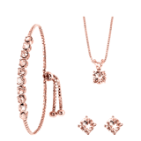 Zilveren roséplated sieradenset met kristal voor dames