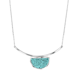 Gerecycled stainless steel ketting half rond turquoise kristal