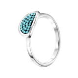 Gerecycled stainless steel ring half rond turquoise kristal