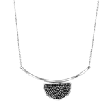 Kette aus Edelstahl, halbrund, Hematit/ Kristall