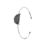 Gerecycled stainless steel armband half rond hematite kristal