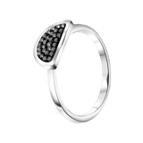 Gerecycled stainless steel ring half rond hematite kristal