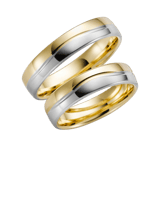 9K bicolor trouwring geel/wit Iris Dames H13