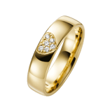 9 Karaat gele trouwring diamant Pioenroos hart H76