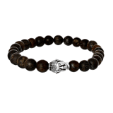 Stainless steel armband met bronzonite stenen boeddha