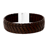 Herrenarmband aus Edelstahl und dunkelbraunem Leder