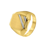 Zweifarbiger Ring aus 585 Gelbgold, sechseckig