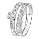 Doppelring aus 925 Silber mit Zirkonia