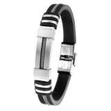 Gerecycled stainless steel herenarmband met zwart silliconen