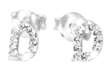 Kinderohrringe, 925 Silber, Initialen, Kristall