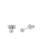 Silberne Ohrringe rhodiniert Kugel 3 mm