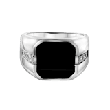 Zilveren heren zegelring met onyx en zirkonia