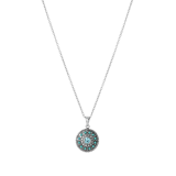 Zilveren ketting&hanger turquoise kristal Bali