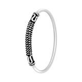 925 Silber, bearbeiteter Ring, gedreht, Kugel