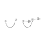 Ohrringe, 925 Silber, Kugel mit Kette