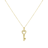 Kette aus 375 Gold, Anhänger in Schlüsselform, mit Zirkonia