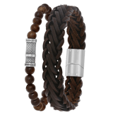 Edelstahl-Set mit braunem Leder und Bronzit