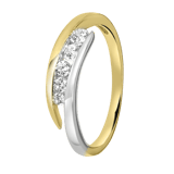 Zweifarbiger Ring, 585 Gold, mit 5 Zirkoniasteinen