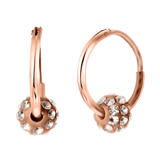 Zilveren roséplated oorringen met rose bal kristal voor dames