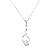 Zilveren ketting&hanger zoetwaterparel gedraaid